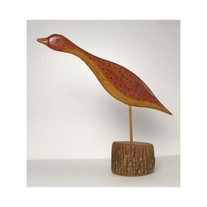 Carved wood shore bird decoy folk art vintage